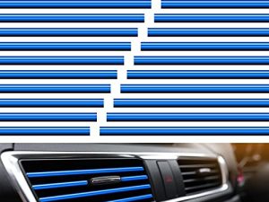 Frienda 20 Pieces Car Air Conditioner Vent Outlet Decoration Strips Universal Waterproof Bendable Car Vent Outlet Trim Decoration Car Interior Accessories for Straight Air Vent Outlet (Blue)