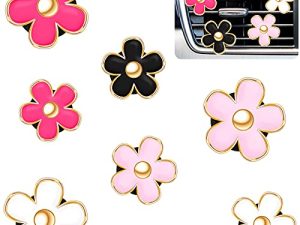 8 Pieces Daisy Car Decoration Flower Air Vent Clips Car Interior Air Conditioning Outlet Clip Car Air Freshener Clips Colorful Car Interior Accessories for Girls Women