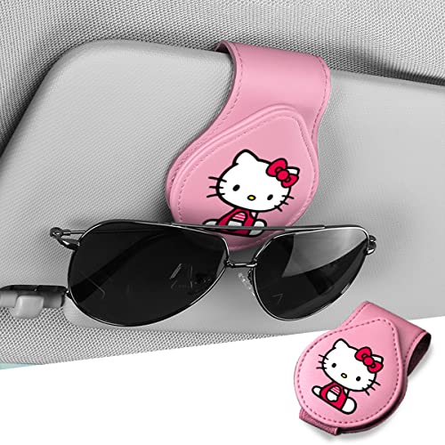 TOATEE Hello Kitty Sunglasses Holder Clip for Car Sun Visor Leather Glasses Hanger Clip for Hello Kitty Car Accessories (Pink) TOATEE Hello Kitty Sunglasses Holder Clip for Car Sun Visor Leather Glasses Hanger Clip for Hello Kitty Car Accessories (Pink)