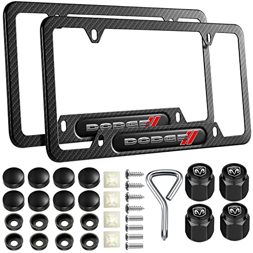 DEWEST 2PCS License Plate Frames Compatible with Dodge DEWEST 2PCS License Plate Frames Compatible with Dodge