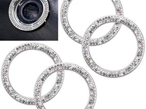 ToBeQueen Push to Start Button Cover 4Pcs Car Bling Ring for Auto Engine Start Stop Bling Car Decor for Women Girl Diamond Rhinestone Rings Stickers