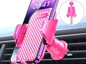 VANMASS Car Vent Phone Mount [Super Steel-Hook] Air Vent Holder Clip Sturdiest Shockproof Universal Mobile Cell Phone Mount Handsfree Stand Cradle for iPhone 13 12 Samsung Galaxy Pink