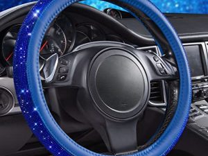 CAR PASS Bling Diamond Leather Steering Wheel Cover