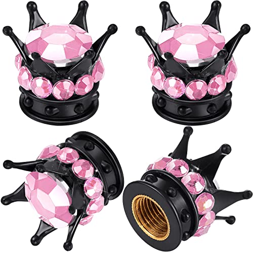4 Pieces Bling Bling Valve Caps Handmade Crystal Rhinestone Crown Vehicle Car Tire Caps Covers Chrome 4 Pieces Bling Bling Valve Caps Handmade Crystal Rhinestone Crown Vehicle Car Tire Caps Covers Chrome