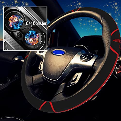 Ailidcopi Cute Cartoon Car Accessories – Steering Wheel Cover for Women with 2PCS Car Coasters – Car Steering Wheel Cover for Universal Fit 15 Inch for Men– Blue Ailidcopi Cute Cartoon Car Accessories – Steering Wheel Cover for Women with 2PCS Car Coasters – Car Steering Wheel Cover for Universal Fit 15 Inch for Men– Blue