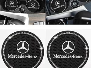 2.75 inches Car Interior Accessories Bling Cup Holder Insert Drink Coaster Silicone Anti Slip Cup Mat Compatible with Mercedes Benz A-Class C-Class E-Class CLA CLS Car SUV Truck 2PCS