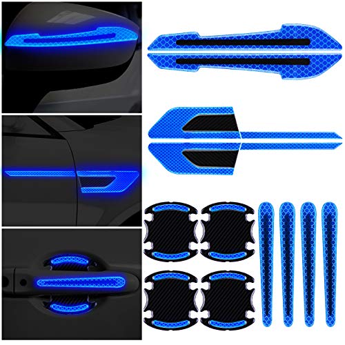 12 Pieces Reflective Car Stickers Set Rearview Mirror Reflective Warning Stickers Car Side Reflective Stickers Car Handle Protectors and Handle Paint Scratch Films for Car Safety (Blue) 12 Pieces Reflective Car Stickers Set Rearview Mirror Reflective Warning Stickers Car Side Reflective Stickers Car Handle Protectors and Handle Paint Scratch Films for Car Safety (Blue)