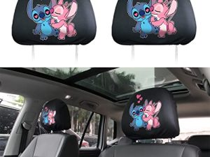 VEEGAP 2Pack Stitch Car Headrest Covers Fit Stitch car Accessories (Stitch and Angel)
