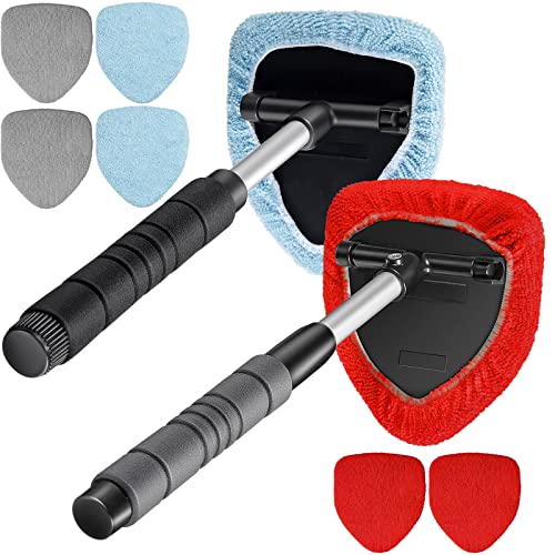 2 Sets Windshield Cleaner Car Window Cleaner Car Window Cleaning Tool Glass Cleaner Wiper with Detachable Handle Microfiber Pads and Spray Bottle Car Cleanser Brush Car Cleaning Kit (Red Gray Blue) 2 Sets Windshield Cleaner Car Window Cleaner Car Window Cleaning Tool Glass Cleaner Wiper with Detachable Handle Microfiber Pads and Spray Bottle Car Cleanser Brush Car Cleaning Kit (Red Gray Blue)