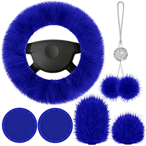 Frienda 6 Pieces Fluffy Steering Wheel Covers Set Frienda 6 Pieces Fluffy Steering Wheel Covers Set