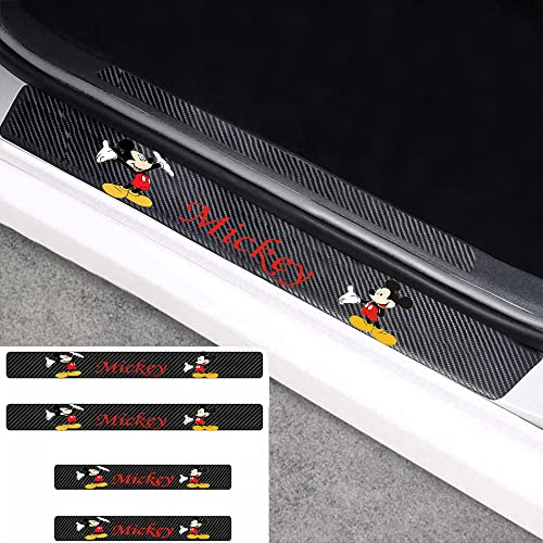 KEMOL 4Pcs Auto Carbon Fibre Decoration Door Sill Protector fit Mickey Mouse Car Accessories for Men Women KEMOL 4Pcs Auto Carbon Fibre Decoration Door Sill Protector fit Mickey Mouse Car Accessories for Men Women
