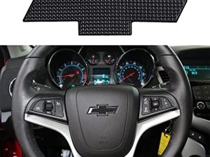 Vonluxsue Black Steering Wheel Bowtie Emblem for Chevy