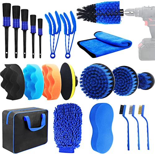 PL ZMPWLQ 22 pcs Car-Cleaning-Tool-Set Auto-Detail-Brush-Kit Car-Detailing-Brushes-Set Cleaning Car Kit Wash Brush Cleaning Tools Kit for Vehicles Inside & Outside Blue Car Detailing Brush Drill Brush PL ZMPWLQ 22 pcs Car-Cleaning-Tool-Set Auto-Detail-Brush-Kit Car-Detailing-Brushes-Set Cleaning Car Kit Wash Brush Cleaning Tools Kit for Vehicles Inside & Outside Blue Car Detailing Brush Drill Brush