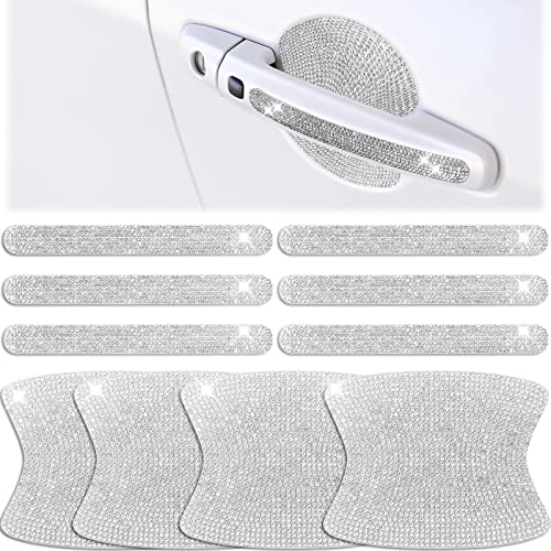 Frienda 10 Pieces Bling Car Door Handle Protector Rhinestone Universal Car Handle Cover Reflective Bling Car Handle Cover Car Door Bowl Protection for Car Laptops Decoration (Silver) Frienda 10 Pieces Bling Car Door Handle Protector Rhinestone Universal Car Handle Cover Reflective Bling Car Handle Cover Car Door Bowl Protection for Car Laptops Decoration (Silver)