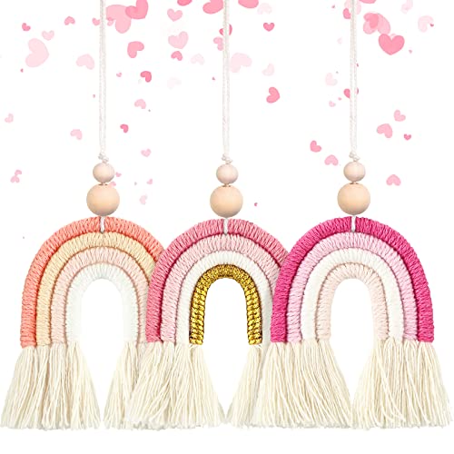 3 Pieces Boho Rainbow Car Charm Macrame Rainbow Car Diffuser Cute Car Air Fresheners Essential Oil Diffuser Handmade Hanging Car Accessories Decor for Car Interior (Classic Style) 3 Pieces Boho Rainbow Car Charm Macrame Rainbow Car Diffuser Cute Car Air Fresheners Essential Oil Diffuser Handmade Hanging Car Accessories Decor for Car Interior (Classic Style)