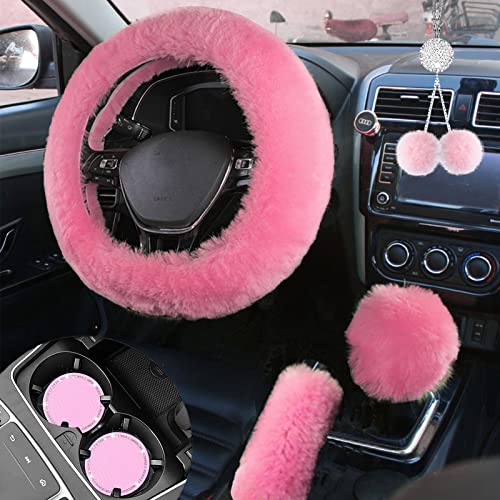 ZXGHIJJ Fluffy Car Accessories Set ZXGHIJJ Fluffy Car Accessories Set