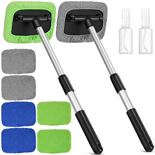 2 Sets Windshield Cleaner Car Window Cleaner Auto Window Cleaning Tool with Detachable Handle 6 Microfiber Pads and 2 Spray Bottles for Car Interior Car Cleanser Brush Car Cleaning Kit 2 Sets Windshield Cleaner Car Window Cleaner Auto Window Cleaning Tool with Detachable Handle 6 Microfiber Pads and 2 Spray Bottles for Car Interior Car Cleanser Brush Car Cleaning Kit