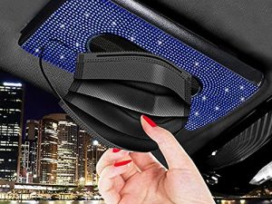 FUNOJOY Bling Car Visor Tissue Holder | Tissue Box Holder for Car | Bling Mask Holder for Car | Sparkling Car Sun Visor Napkin Holder | Bling Car Accessories for Women (Blue)