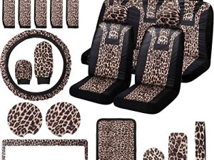 25 Pieces Leopard Print Car Seat Cover Full Set