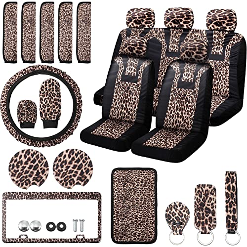 25 Pieces Leopard Print Car Seat Cover Full Set 25 Pieces Leopard Print Car Seat Cover Full Set