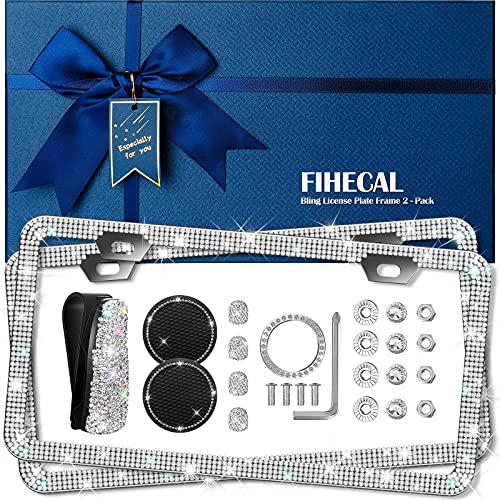 FIHECAL Bling License Plate Frame Covers for Women 2 Pack FIHECAL Bling License Plate Frame Covers for Women 2 Pack