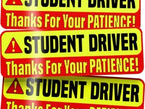 Student Driver Car Magnet Sticker Signs - Essential New Driver Magnets for Bumper - 3 Pack