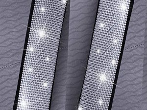 MLOVESIE 2 Packs Leather Seat Belt Shoulder Pads with Crystal Glitter Bling Rhinestones for Girls