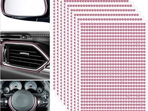 10 Sheets 8500 Pieces Bling Car Stickers DIY Car Decoration Sticker Self-Adhesive Car Stickers Glitter Rhinestones Crystal Gem Stickers for Car Window Craft Laptops Luggage Decoration (Pink)