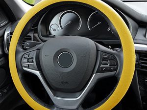 FH Group FH3001YELLOW Universal Fit Silicone Snake Pattern with Massaging Grip Yellow Steering Wheel Cover fits most Cars