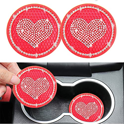 2pcs Red Bling Car Cup Holder Coaster 2pcs Red Bling Car Cup Holder Coaster
