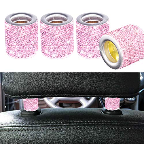 FEENM Car Headrest Head Rest Collars Rings Decor Bling Bling Crystal Diamond Ice for Car SUV Truck Interior Decoration Blings 4 Pack Pink FEENM Car Headrest Head Rest Collars Rings Decor Bling Bling Crystal Diamond Ice for Car SUV Truck Interior Decoration Blings 4 Pack Pink