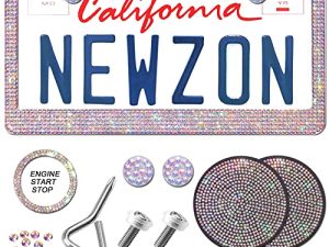 Newzon Glitter AB Rhinestone License Plate Frames