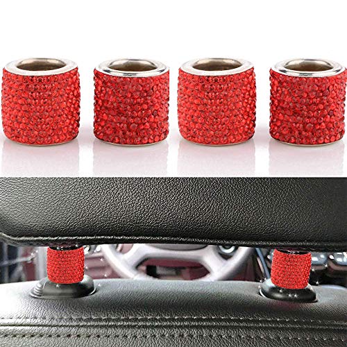 LEIWOOR 4 Pack Car Headrest Collars,Car Head Rest Collars Rings Decor Bling Bling Crystal Diamond Ice for Car SUV Truck Interior Decoration (Red) LEIWOOR 4 Pack Car Headrest Collars,Car Head Rest Collars Rings Decor Bling Bling Crystal Diamond Ice for Car SUV Truck Interior Decoration (Red)