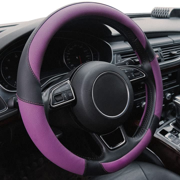 Xizopucy Purple Steering Wheel Covers Black Universal Microfiber Leather Xizopucy Purple Steering Wheel Covers Black Universal Microfiber Leather