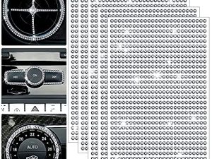 10 Sheets 8500 Pieces Bling Car Stickers DIY Car Decoration Sticker Self-Adhesive Car Stickers Glitter Rhinestones Crystal Gem Stickers for Car Window Craft Laptops Luggage Decoration (Silver)