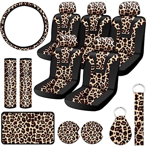 17 Pieces Leopard Print Car Accessories Set 17 Pieces Leopard Print Car Accessories Set